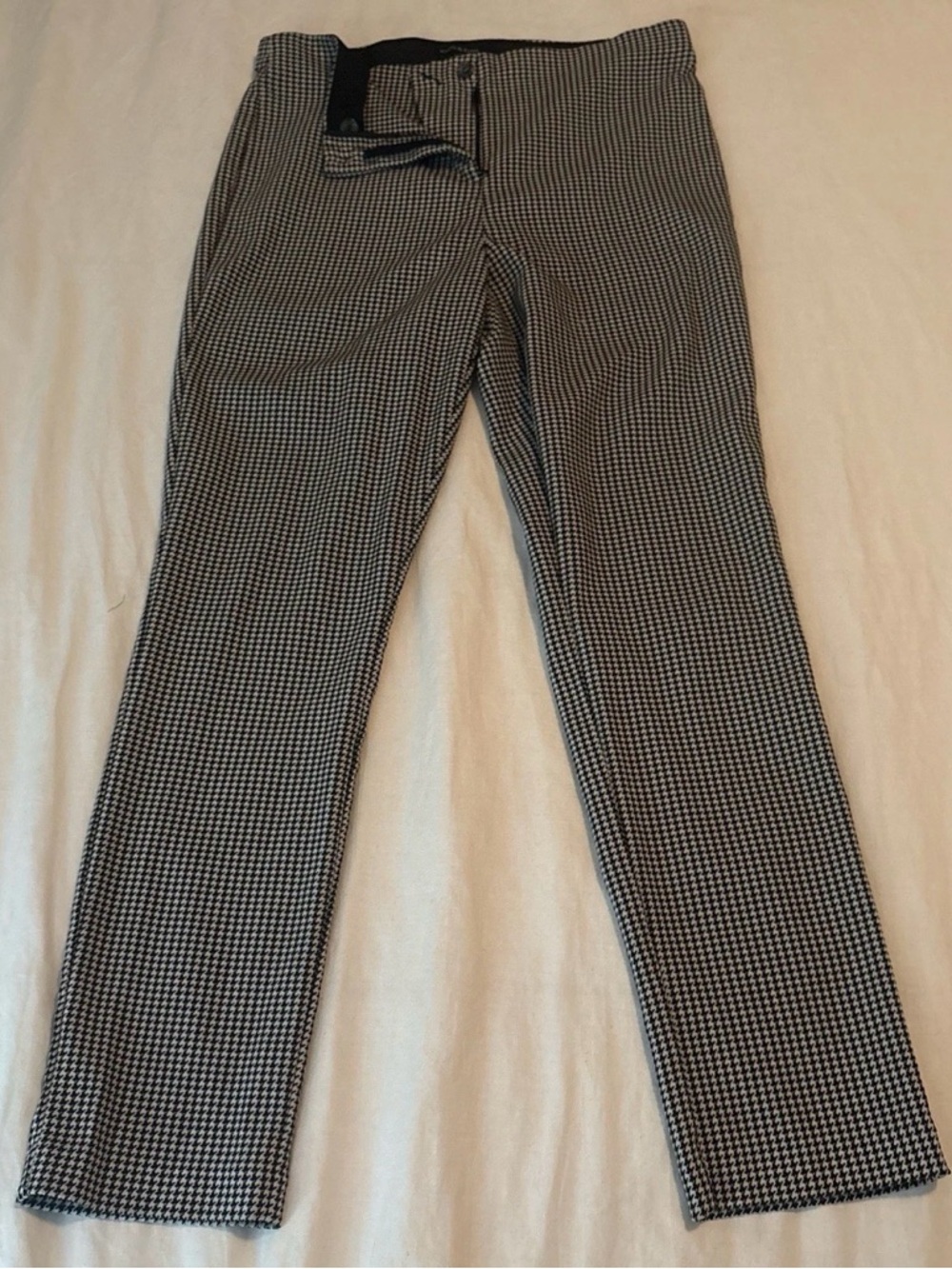 Women's Black and White Houndstooth Stretch Trousers
